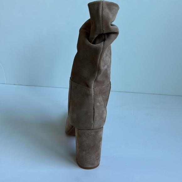 Chinese Laundry tan Kipper Split Suede bootie mid calf high heel boots - Picture 13 of 16